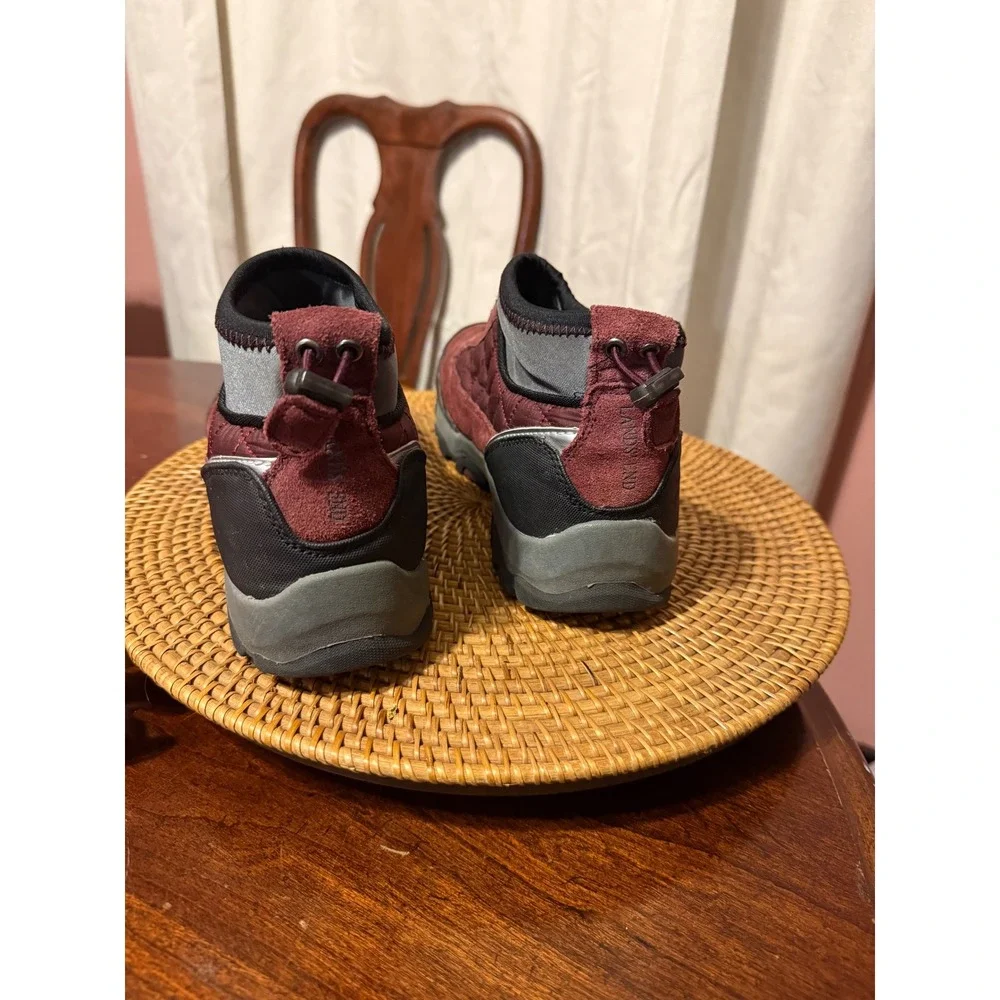Lands End Womens 9.5 Burgundy Suede Quilted Ankle Snow Boots V2442 F2969 394044